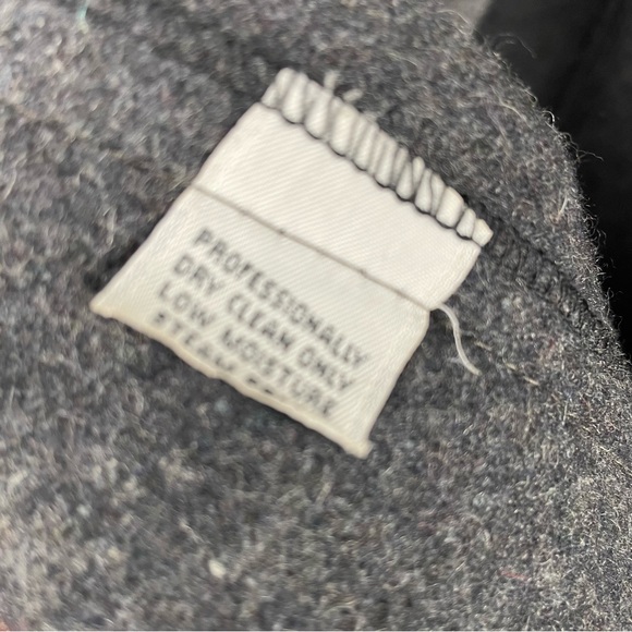 Vintage 80s Made in USA Heavy Trench Wool Coat w/Side Slits 2 Front Pockets - Picture 9 of 11